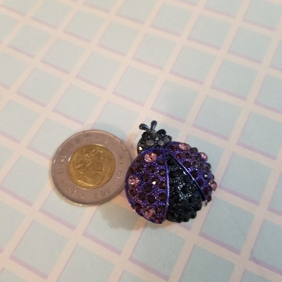 New Cute Purple Beetle Brooch - Picture 4 of 4